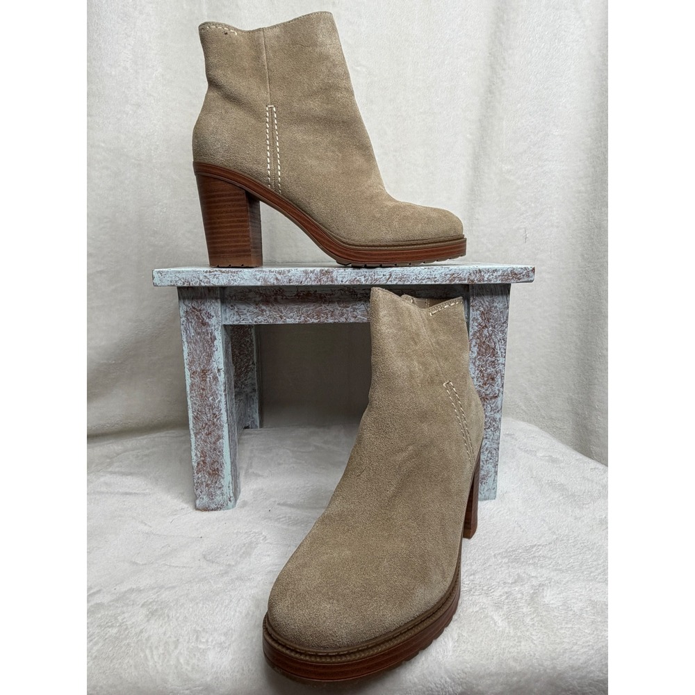 NIB Crown Vintage Amber Bootie Women‎ 11 Taupe Suede Block Heel Platform Boot